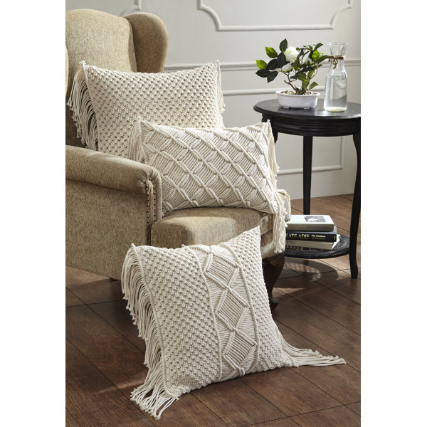 Dakota Fields Adhil Fringed Cotton Throw Pillow Wayfair 